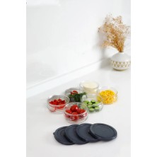 Lumia Concept 6'lı Premium Saklama Kabı Seti, Gri Plastik Kapaklı, Cam Saklama, Hava Geçirmez, 410 cc