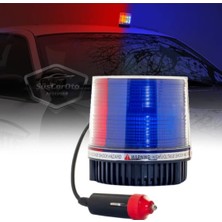 Caralp Mıknatıslı Çakarlı Tavan Tepe Lambası Yuvarlak Tip Polis Çakar Çakmaklık Girişli Su Geçirmez Kırmızı Mavi 12-24V Tepe Çakar