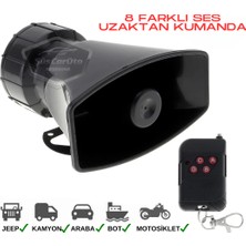 Caralp Her Araca Uyumlu Üniversal Uzaktan Kumandalı Siren 8 Farklı Siren Sesi Korna Güçlü Polis Sireni 12V 100W