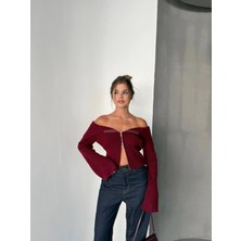 Madonna Yaka Çift Fermuarlı Triko Kazak