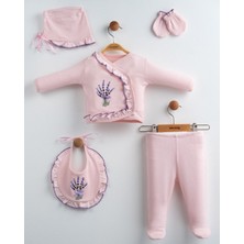 Eda Baby Lavanta Nakışlı %100 Pamuk 5li Set Hastane Çıkışı