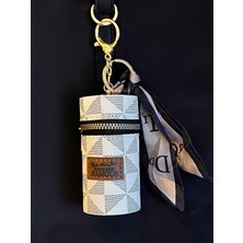 Rossev Mini Retro Ruj Çantası Charm Anahtarlık Beyaz