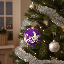 Uretti - Tülin 3528 8407 El Yapımı Köpük Üzeri Mor Keçe Yılbaşı Ağaç Süsü - Çap 10 cm