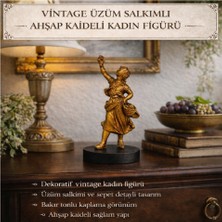 Vintage Üzüm Salkımlı Kadın Figürü | Ahşap Kaideli Dekoratif Biblo