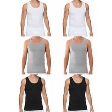 Süsen Lingerie Erkek Penye Atlet 2 Siyah 2 Gri 2 Beyaz Pamuklu Desensiz Rahat Kesim