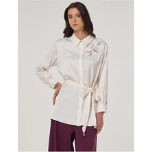 Kayra Payet Işlemeli Saten Tunik 21040