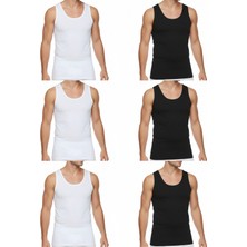 Süsen Lingerie 3 Beyaz 3 Siyah Erkek Günlük Penye Atlet, Erkek Ter Emen Penye Atlet