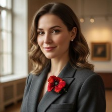 Uretti - Tülin 3528 0528 El Yapımı Stumpwork Nakışlı 3 Boyutlu Gelincik Broş ve Saç Tokası 2'li Set