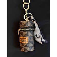 Rossev Mini Retro Ruj Çantası Charm Anahtarlık Kahverengi