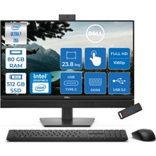 Dell Pro All-In-One Intel Core Ultra 7 265 5.3ghz 80GB Ddr5 512GB SSD Intel Aı Boost Freedos 23.8'' Dokunmatik 75HZ Fullhd (1920 x 1080) Bilgisayar BTO155QC24250F37 + Zetta Flash Bellek