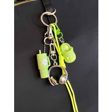 Rossev Charm Kulaklık Figürlü Anahtarlık - Çanta Charm (Yeşil Termos Model)