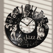 Craftverse Jazz Temalı El Yapımı Vinil Plak Duvar Saati