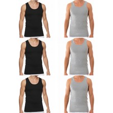 Süsen Lingerie 3 Siyah 3 Gri Erkek Penye Atlet, Erkek Üst Iç Giyim Penye Atlet