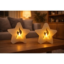 Modu3D Yıldız Formlu Işıklı Tealight Mumluk 2 Li – Sıcak Ambiyans Dekoratif Obje