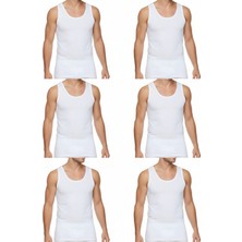 Süsen Lingerie 6 Adet Erkek Beyaz Atlet, Günlük Erkek Atlet, Erkek Penye Atlet