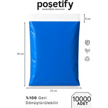 Poşetify Mavi Cepsiz Kargo Poşeti 25X30X5 cm | 10000 Adet | E-Ticaret Poşeti | Yapışkan Bantlı Kargo Zarfı