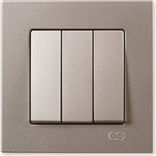 Günsan Elektrik Eqona Metalik Bej Üçlü Anahtar Mekanizma - Çerçevesiz