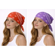 Aida Jewelss %100 Pamuklu Klasik Desen Unisex 2li Bandana Seti Renkli Bandana Etnik Desenli A Kalite Bandana
