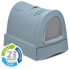 İmac Zuma Çekmeceli Kapalı Kedi Tuvaleti Buz Mavisi