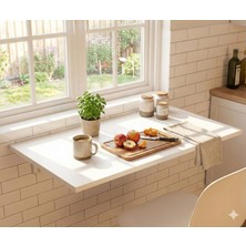 Ayz Lara Duvara Monte Katlanır Masa Çalışma Masası,  Mutfak Balkon ve Teras Masası, 45x70cm Beyaz