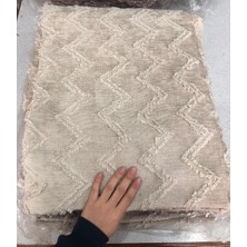 Türkanlar Home 200 x 170 cm Şönil Koltuk Örtüsü Bohem Dokulu Zigzag Desen Bej
