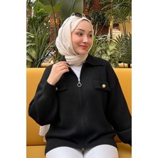 Newco Rita Gold Detay Polo Yaka Yumuşak Dokulu Angora Hırka Taş