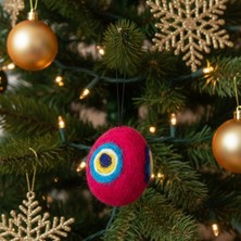 Uretti - Tülin 3528 1197 El Yapımı Yumurta Köpük Üzeri Keçe Kırmızı Yılbaşı Süsü / 9 cm x 5 cm