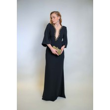 Crystalia Hazel Dress Krep Kumaş Taş Işlemeli