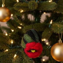 Uretti - Tülin 3528 7008 El Yapımı Yumurta Köpük Üzeri Keçe Siyah Yılbaşı Süsü / 8 cm x 5 cm