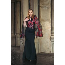 Crystalia Lauren Dress Krep ve Jakar Kumaş Özel Tasarım