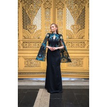 Crystalia Lauren Dress Krep ve Jakar Kumaş Özel Tasarım