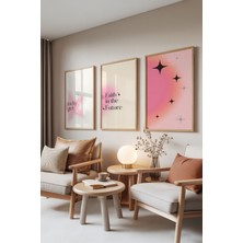 Zestia Ahşap Çerçeveli 3’lü Tablo Seti, Lucky Girl – Inanç & Işık Serisi, Yatak Odası Set No: 30072