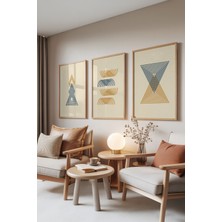 Zestia Ahşap Çerçeveli 3’lü Tablo Seti, Triangle Waves – Çizgisel Simetri, Ofis Set No: 30094