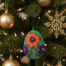 Uretti - Tülin 3528 7497 El Yapımı Yumurta Köpük Üzeri Keçe Turkuaz Yılbaşı Süsü / 9 cm x 5 cm