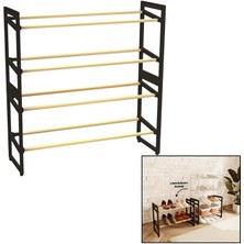 Go İthalat 4 Katlı Ahşap Ayakkabılık 8 Ayakkabılık 20X65X51CM Çok Amaçlı Raf Portatif - Vidasız Kolay Montaj (784)