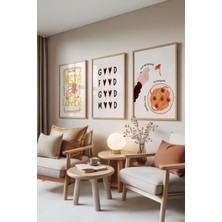 Zestia Ahşap Çerçeveli 3’lü Tablo Seti, Pasta Lover – Eğlenceli Spagetti Teması, Mutfak Set No: 30012