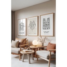 Zestia Ahşap Çerçeveli 3’lü Tablo Seti, Avrupa Şehirleri ve Simgeleri – Kültür Serisi, Salon Set No: 30027