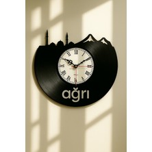 Craftverse Ağrı Silüetli Geri Dönüşüm El Emeği Plak Duvar Saati