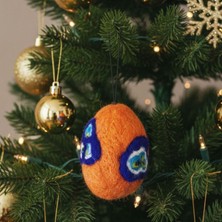 Uretti - Tülin 3528 8539 El Yapımı Yumurta Köpük Üzeri Keçe Turuncu Yılbaşı Süsü / 9 cm x 5 cm