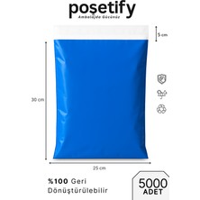 Poşetify Mavi Cepsiz Kargo Poşeti 25X30X5 cm | 5000 Adet | E-Ticaret Poşeti | Yapışkan Bantlı Kargo Zarfı