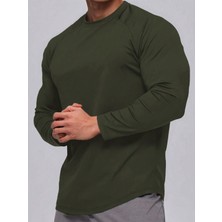 Ghassy Co. Erkek Running Sports Reglan Oval Kesim Uzun Kollu Pamuklu Penye T-Shirt