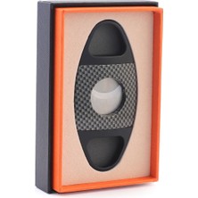 Cigar Luxe Black-Carbon Puro Kesici- Siyah Karbon -Deri Kılıflı