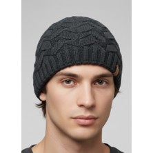 Balkonda Klasik Basic Bere Triko Astarlı Soğuktan Koruyucu Soft Dokuma Unisex Siyah