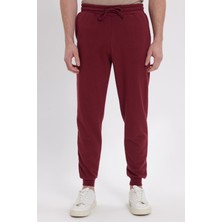 Tudors Erkek Regular Fit Klasik Kesim Beli Bağcıklı Jogger Cepli Lastikli Paça Bordo Eşofman Altı