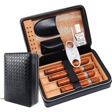 Conquistador Voyager Seyahat Humidoru Deri Siyah Hasır Desenli