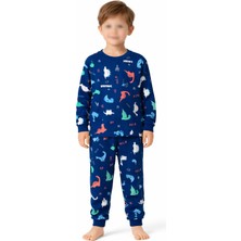 Alkın Kids Erkek Çocuk 4-8 Yaş %100 Pamuklu Interlok Kumaş Dinozor Desenli Pijama Takımı