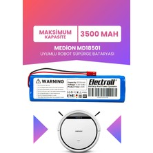 Electroll Medion MD18501 Uyumlu Batarya (Maksimum Kapasite) 3500MAH Pil Robot Süpürge Bataryası