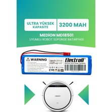 Electroll Medion MD18501 Uyumlu Batarya (ULTRA YÜKSEK KAPASİTE) 3200mah Pil Robot Süpürge Batarya