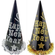 Kikajoy Yılbaşı Şapkası Karton Simli Happy New Year Yazılı 2 Adet