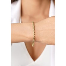 Fiyonk Kuyumculuk 14 Ayar Altın Işıltılı Burgu Zincir Bileklik 3.30 mm